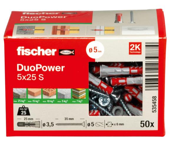 Kołek Fischer DuoPower, 25 mm x 5 mm, 50 szt.