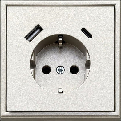 Kištukinis lizdas ir USB A+C kroviklis LIREGUS MODERN,šamp.