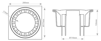 Trapas ACO 20x20 A15, ABS Plastikas