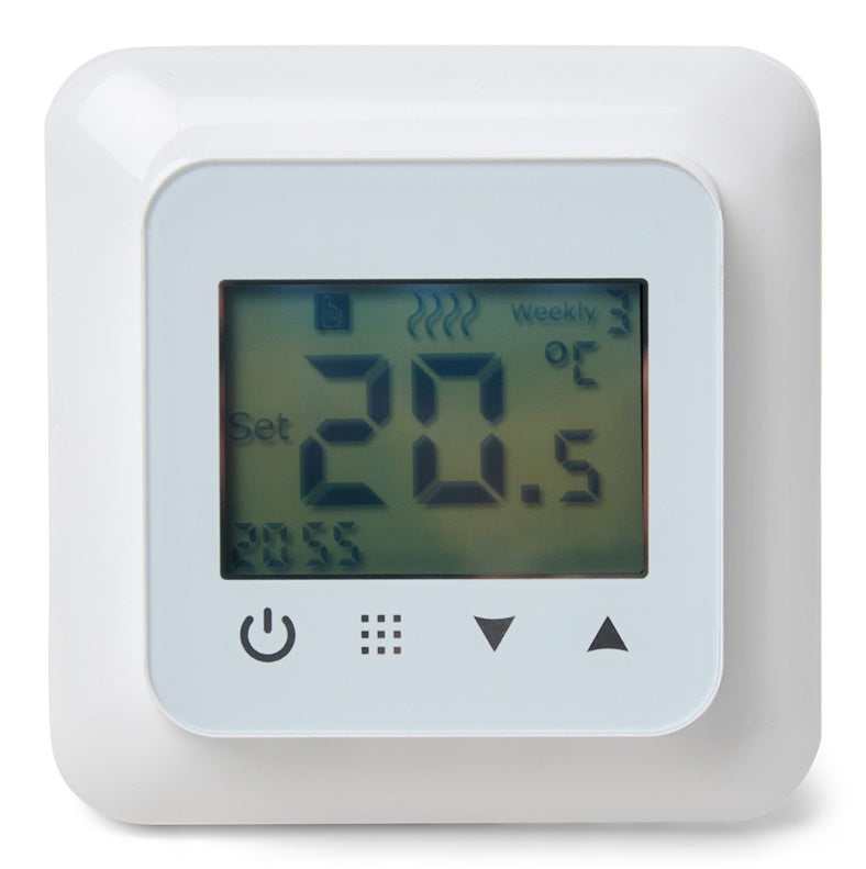 Termostat HEATCOM, HC60, z wyświetlaczem, do montażu na ścianie, biały