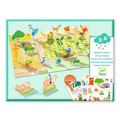 Kūrybos rinkinys Djeco Lift Up Stickers Farm