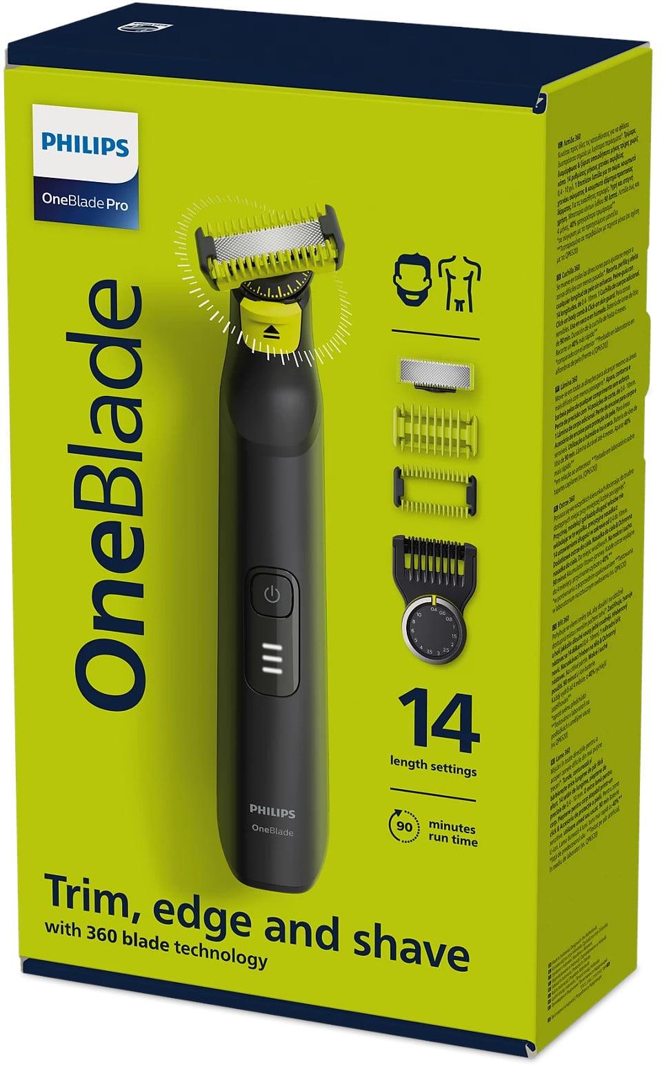 Barzdaskutė Philips OneBlade Pro 360, li-ion, juoda/žalia