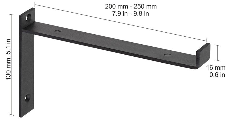 Wspornik półki Dolle Lip, 260x130 mm, czarny