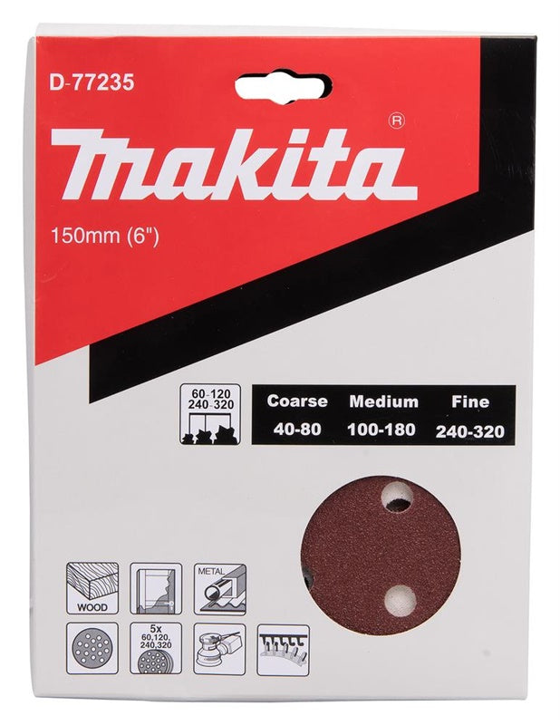 Apvalių šlifavimo popierių komplektas Makita 150mm 20vnt