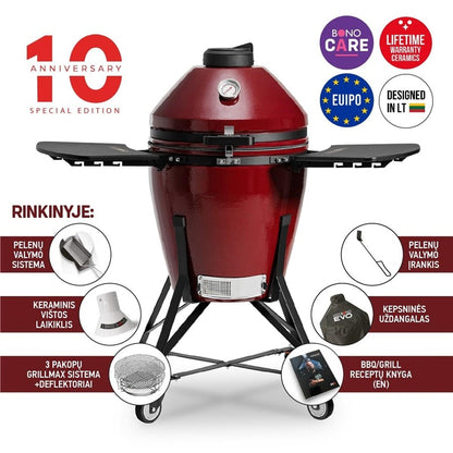 Grill Kamado Bono MEDIA EVO 22, czerwony, 79 cm