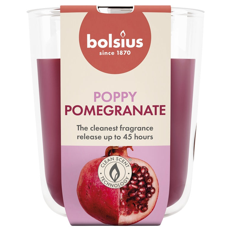 Žvakė, aromatinė Bolsius Poppy Pomegranate, 45 h