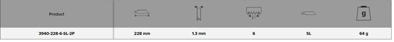 Tiesinio pjūklo geležtės Bahco 6TPI 228x1.3mm, 2 vnt.