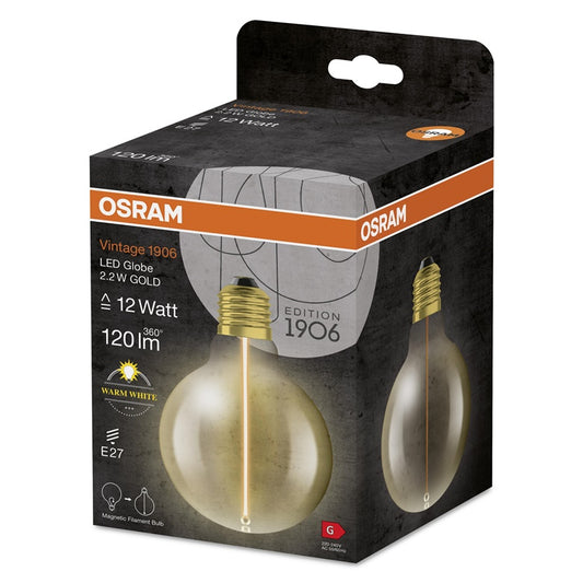 ŻARÓWKA LED OSRAM, G95, E27, 2.2W,120LM, 2700K