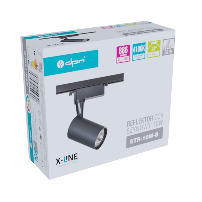Šviestuvas bėginei sistemai DPM STR-10W-B, 10 W,LED, 4100 °K