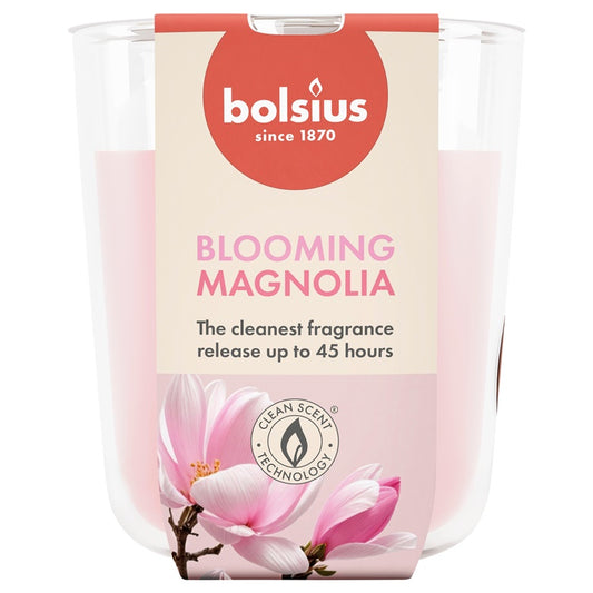 Žvakė, aromatinė Bolsius Blooming Magnolia, 45 h, Rožinė
