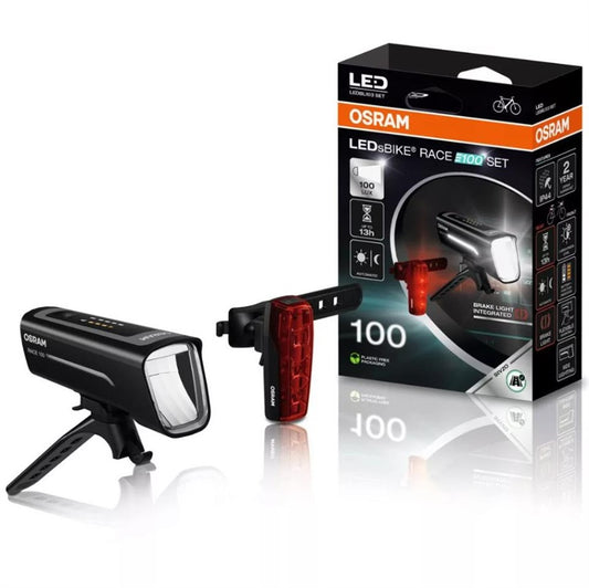 Zestaw lampek rowerowych Osram LED, plastik, czarny