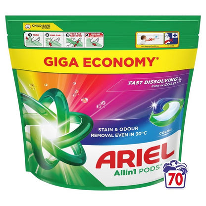 Skalbimo kapsulės Ariel All-in-1 PODS Color, 70 vnt.