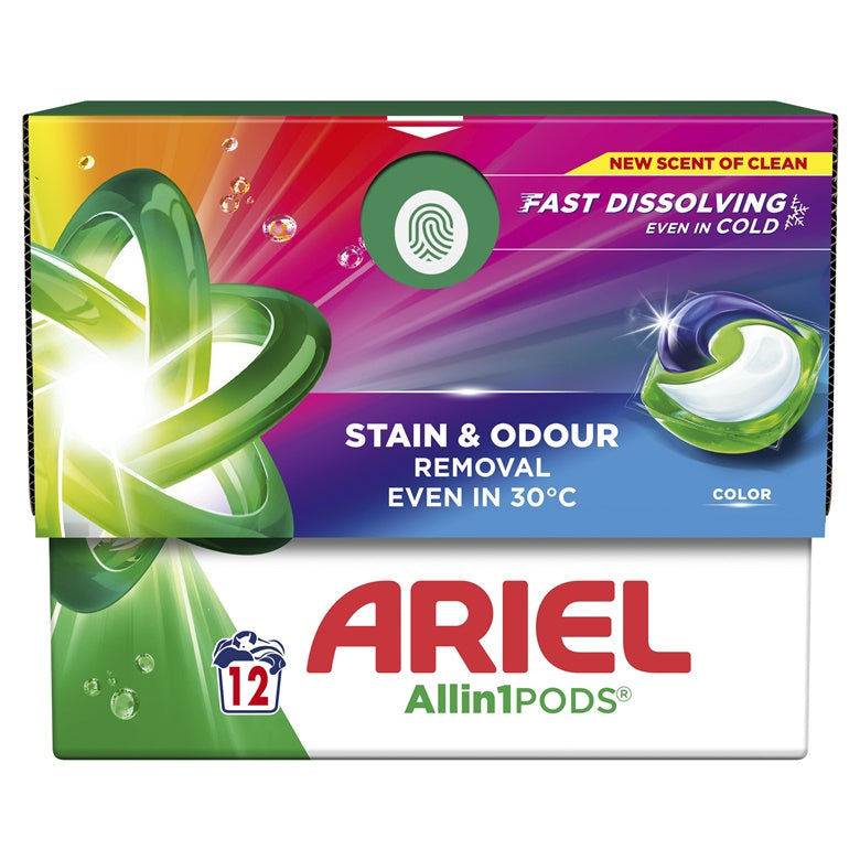 Skalbimo kapsulės Ariel COLOR, 12 vnt.