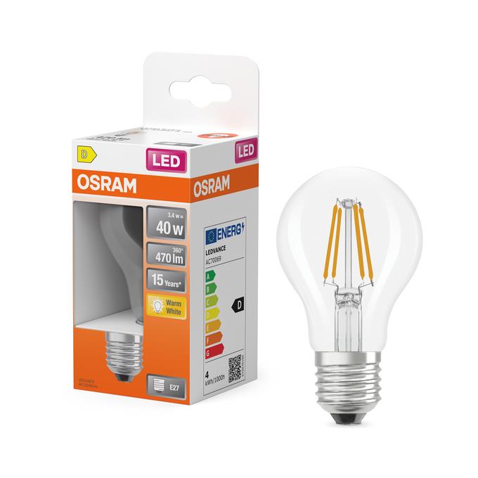 Żarówka Osram LED, A60, E27, 3.4W, 470lm, 2700K