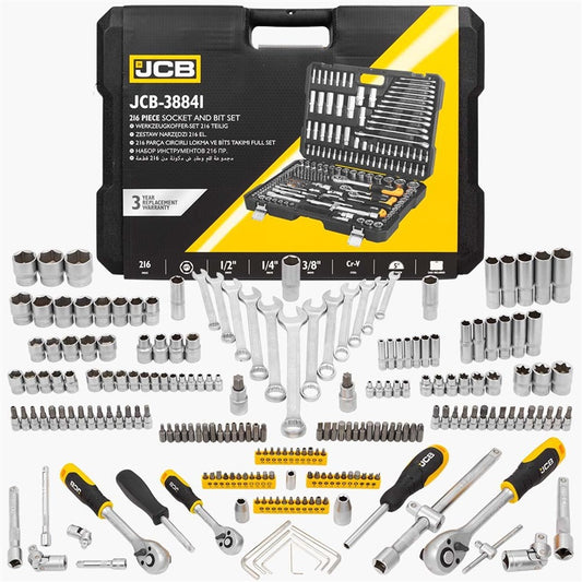 Zestaw narzędzi do dokręcania JCB 216 szt.