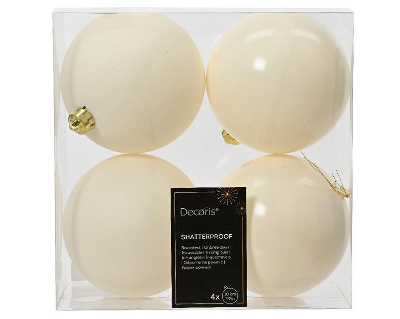 Bombki choinkowe, białe, 10 cm, plastik, 4 szt.