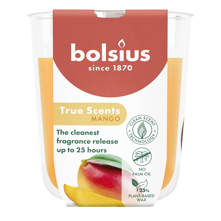 Žvakė, aromatinė Bolsius Happy Mango, 25 h, Oranžinė