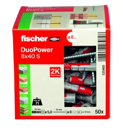 Kołek rozporowy Fischer DuoPower, 40 mm x 8 mm, 50 szt.
