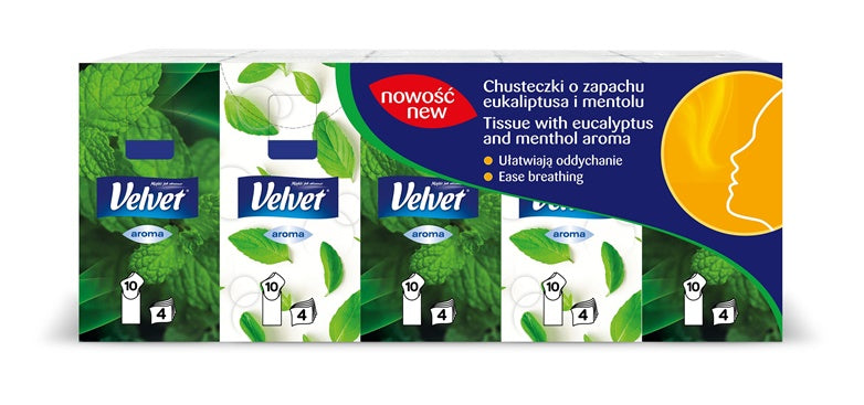 Vienkartinės nosinaitės Velvet, 4 sl, 10 vnt.