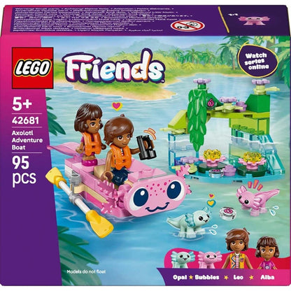 Zestaw konstrukcyjny LEGO® Friends Łódź aksolotli 42681, 95 elementów.