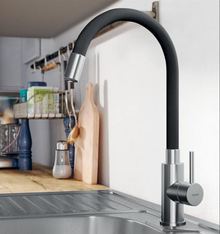 Virtuvinis maišytuvas Ferro Zorba Inox BZR4BSS, juodas