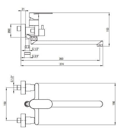 Bateria łazienkowa Deante Alpinia BGA_056M, chrom