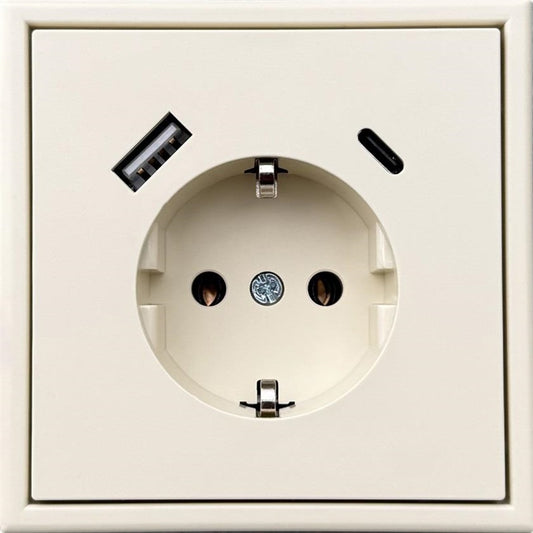 Gniazdo i ładowarka USB A+C LIREGUS MODERN, piaskowy