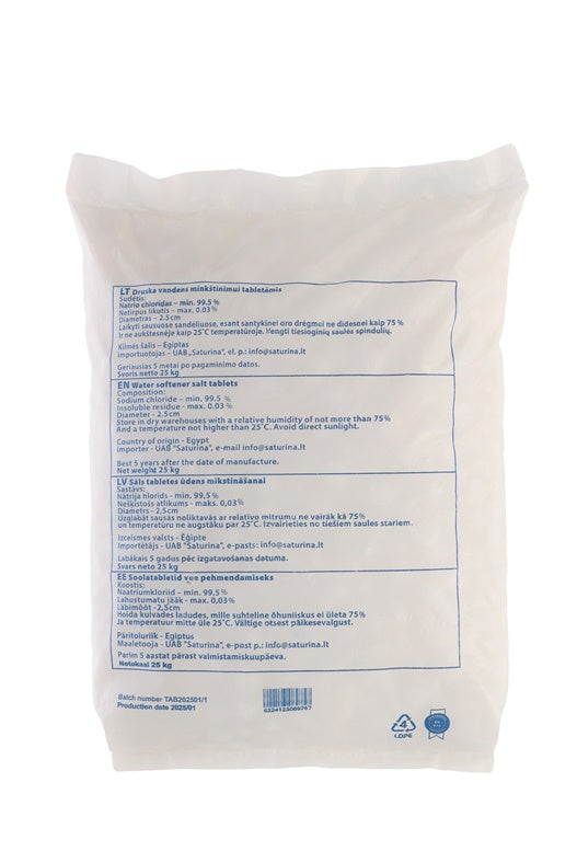 Druskos tabletės Asoo Salt, 25 kg