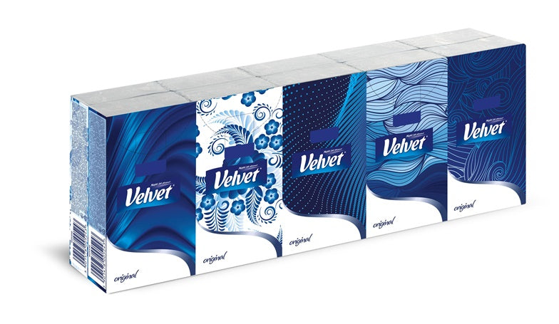 Vienkartinės nosinaitės Velvet, 4 sl, 10 vnt.