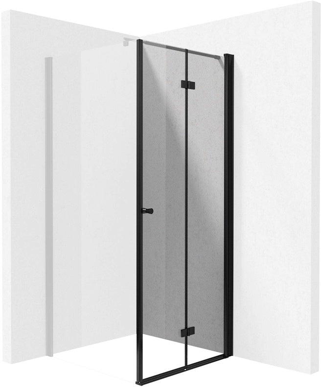 DRZWI PRYSZNICOWE KERRIA PLUS NERO PRZEZROCZYSTE 80 CM