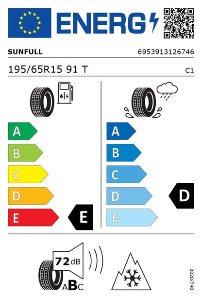 Žieminė automobilių padanga 195/65/R15, 95-T, 72 dB