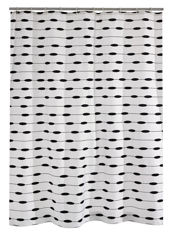 Zasłona prysznicowa Ridder, biało-czarna, 180 cm x 200 cm