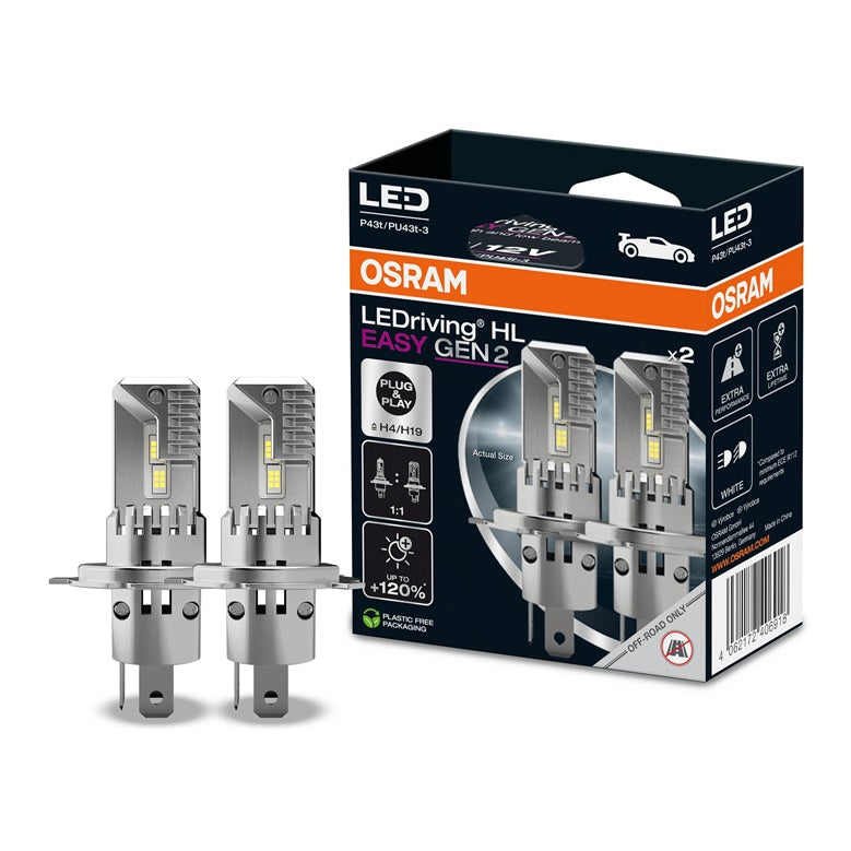 LEMP AUTO LED H4/H19 12V1400/1800LM 2VNT