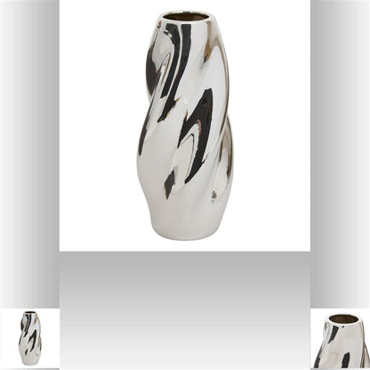 Wazon Atmosphera Twisted 210138, 28 cm, srebrny