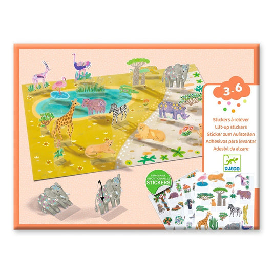 Kūrybos rinkinys Djeco Lift Up Stickers Animals