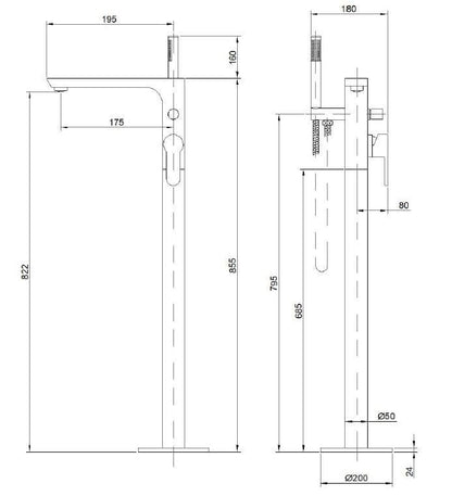 Wolnostojąca bateria wannowa Invena Glamour BW-02-W01-V