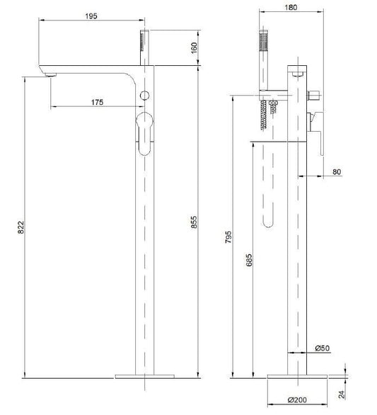 Laisvai pastatomas vonios maišyt Invena Glamour BW-02-W01-V
