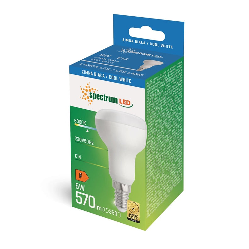 Lemputė SPECTRUM LED, R50, E14, 6W, 485lm, 6000K