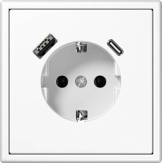 Gniazdo z ładowarką USB A+C LIREGUS MODERN, białe