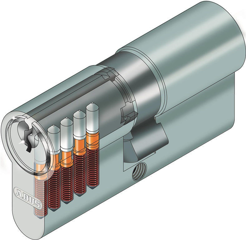 Cilindras Abus E50N, (din) standarto, 35 - 45 mm, pilka