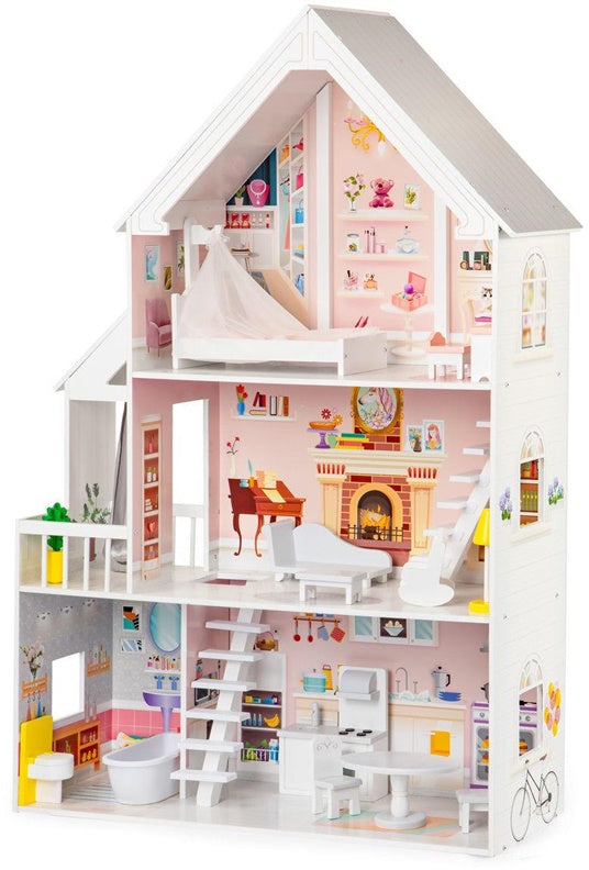 Drewniany domek dla lalek EcoToys XXL Rezydencja Biały