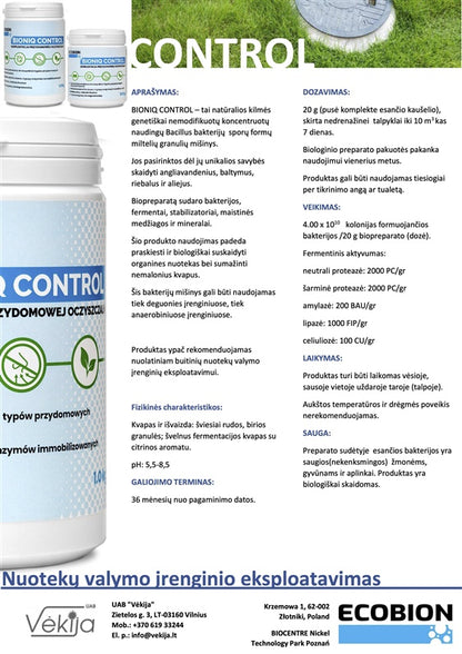 Biopreparat do oczyszczalni ścieków BioniQ Control 0.5 kg