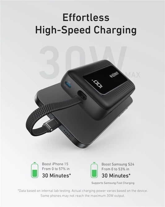 Portable charger Anker, 10000 mAh, 30 W, black