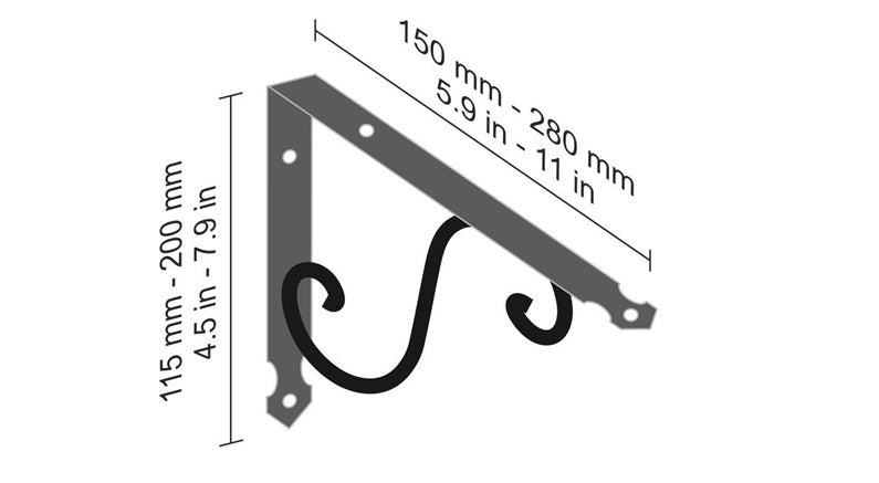 Uchwyt do półki Dolle Ornament, 150x200 mm, czarny
