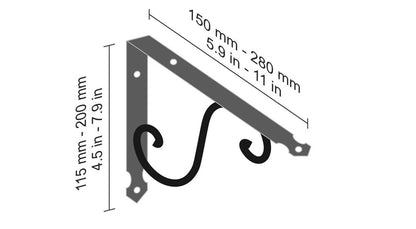 Uchwyt do półki Dolle Ornament, 150x200 mm, czarny