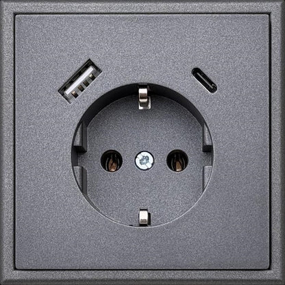 Kištukinis lizdas ir USB A+C kroviklis LIREGUS MODERN,juoda