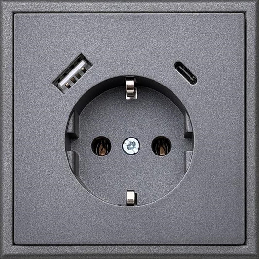 Gniazdko wtykowe i ładowarka USB A+C LIREGUS MODERN, czarna