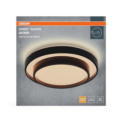 Šviestuvas lubų Osram, LED, 24W, 3000K, 1450lm, Ø385, juoda