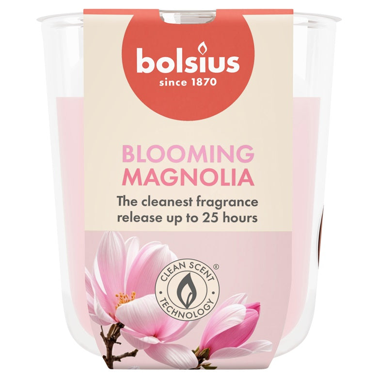 Žvakė, aromatinė Bolsius Blooming Magnolia, 25 h, Rožinė