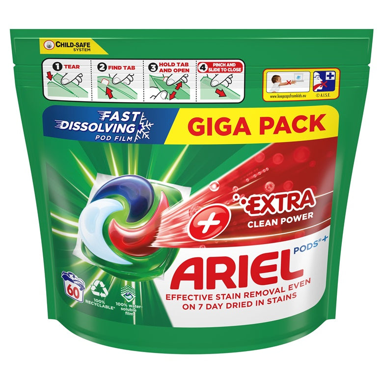 KAPSULĖS SKALBIM ARIEL EXTRA CLEAN 60VNT